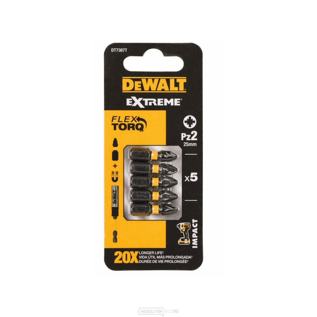 DEWALT 5 RÉSZES PZ2 25 mm-es, EXTRÉM TORZIÓS BETŰ KÉSZLET DT7387T