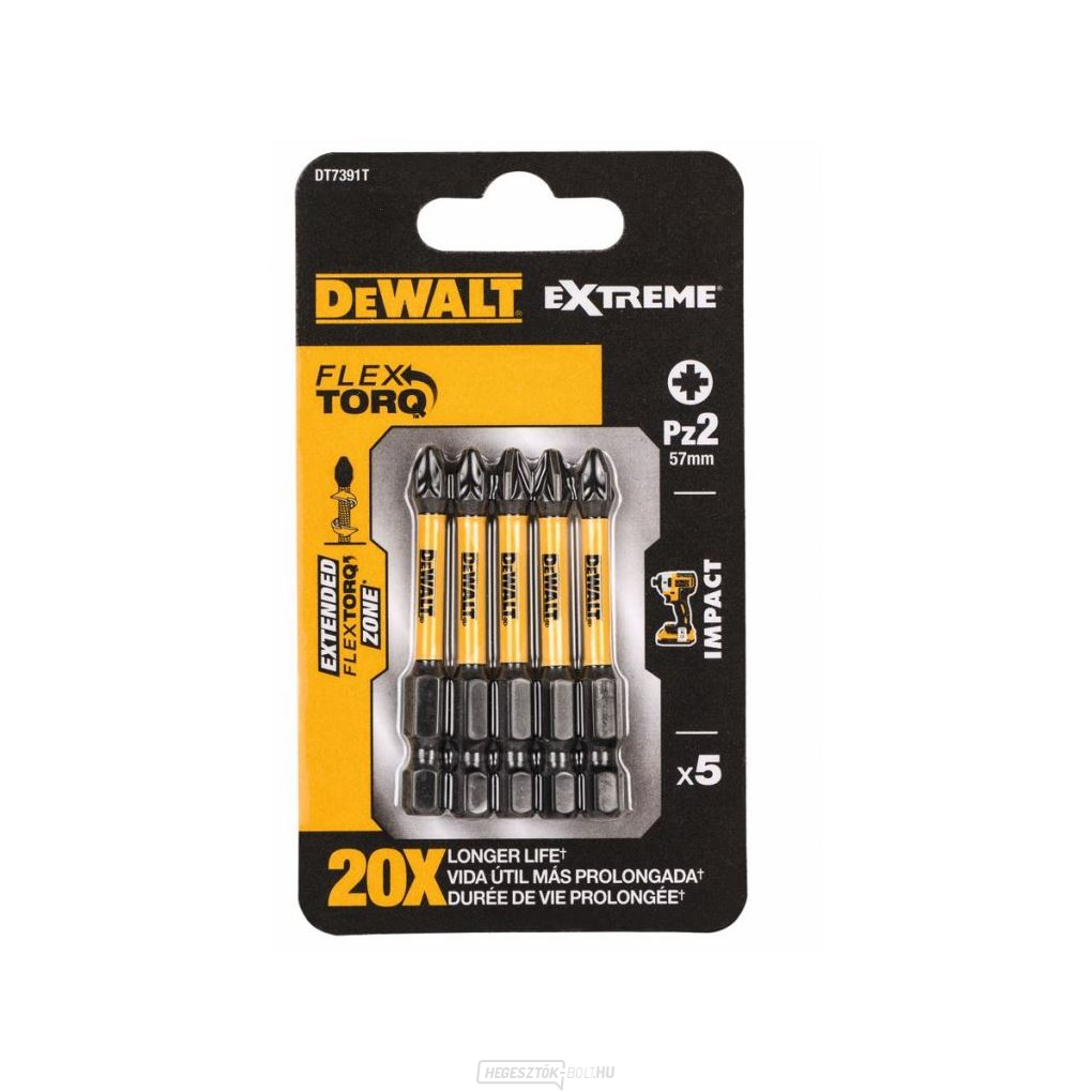 DEWALT BITS PZ2 X 5 DB 57 mm-es ÜTŐCSERÉS EXTREME ÜTŐCSALCSOKHOZ DT7391T