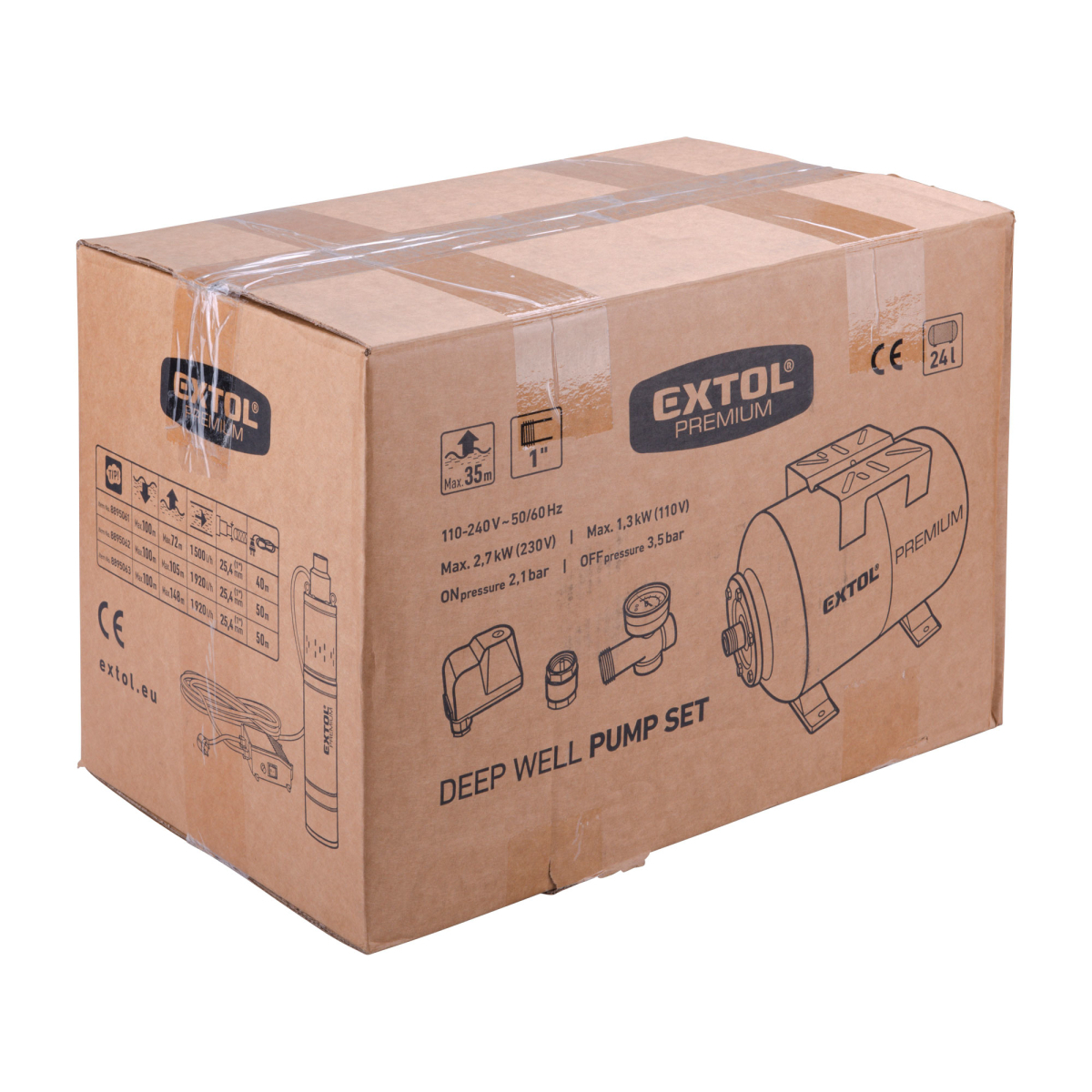 Háztartási víz üzem kútszivattyúkhoz Extol Premium 24l, 4bar Előnézet 
