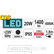 Hordozható spotlámpa erősen világító COB LED-del, 20W, 1400lm Előnézet 