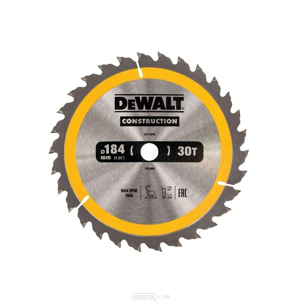 Dewalt fűrészlap macska számára. fűrészek 184x16mm 30 fogú ATB 10° univerzális vágási szélesség 1,7 mm Dewalt fűrészlap macska számára. fűrészek 184x16mm 30 fogú ATB 10° univerzális vágási szélesség 1,7 mm gallery main image