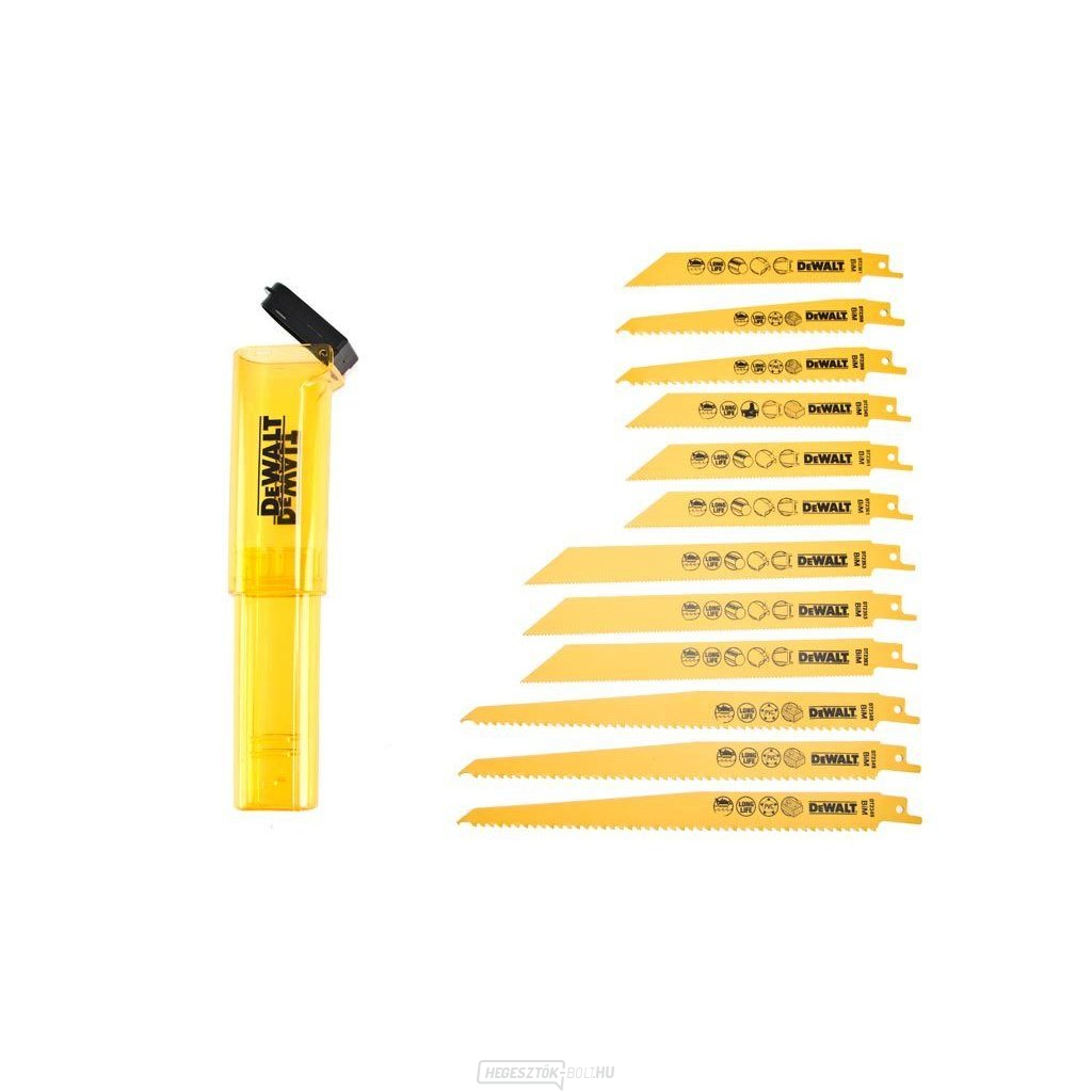 Dewalt 12 részes dugattyús fűrészlap készlet tárolótokban