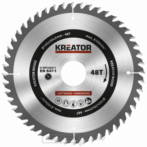 KREATOR KRT020411 - Fűrészlap fához 165mm, 48T