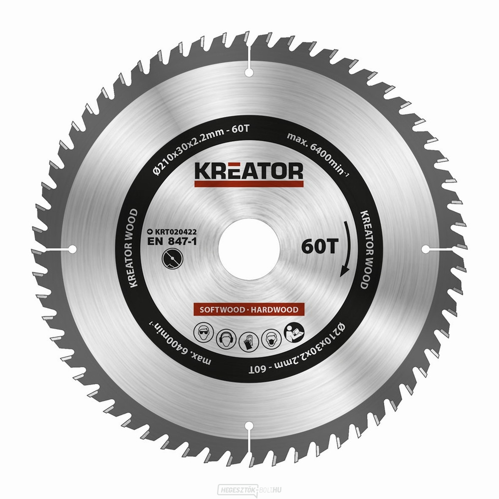 KREATOR KRT020422 - Fűrészlap fához 210mm, 60T