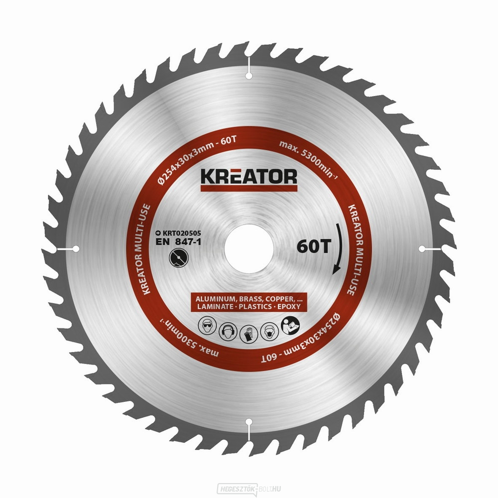 KREATOR KRT020505 - Univerzális fűrészlap 254mm, 60T