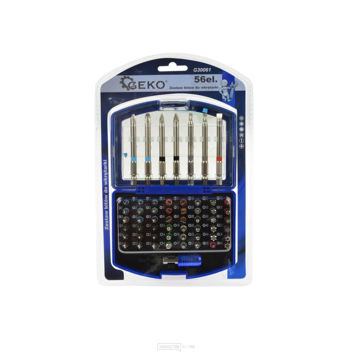 Csavarhúzó bitkészlet - lapos, kereszt, Allen, Torx, 56 darab