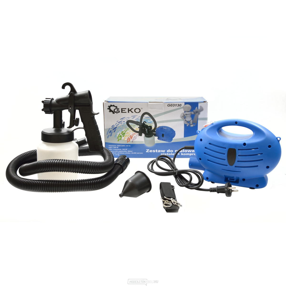 GEKO szórópisztoly 650 W-os kompresszorral