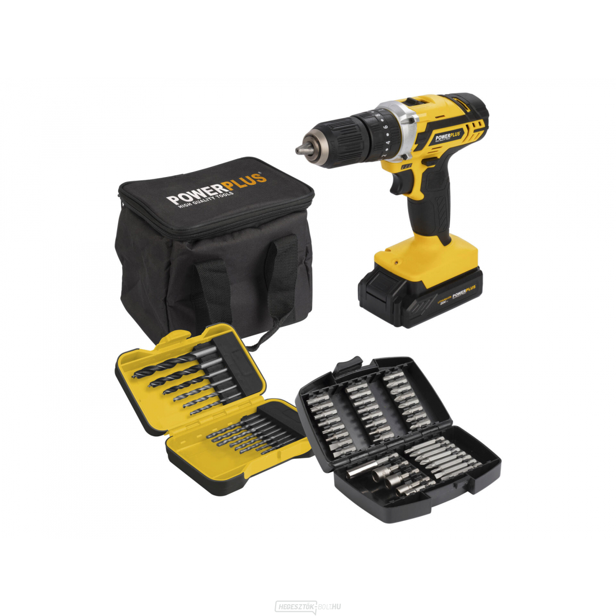 POWERPLUS POWX00840 - Akkus ütvecsavarozó/fúró 20V LI-ION 2BAT plusz 53 tartozék
