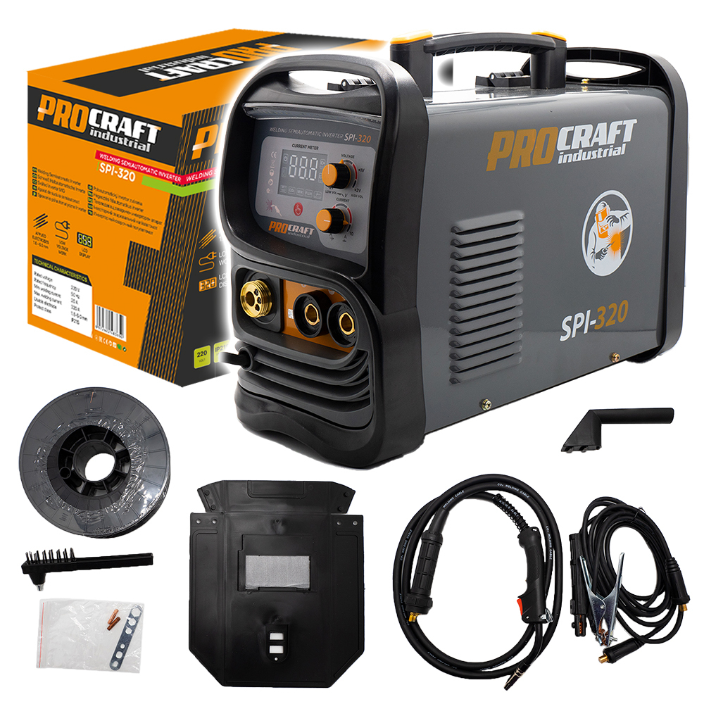 Félautomata hegesztő inverter (CO2) MIG/MAG, MMA Procraft SPI-320 (20-160A) | SPI-320