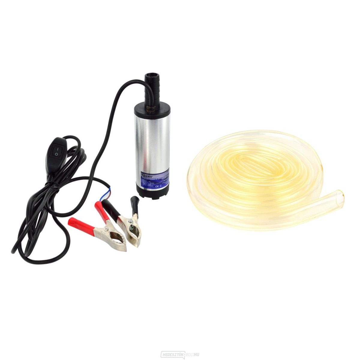 GEKO Mini dízel szivattyú, 12V, 12l/perc, átmérő 37mm, 40W, tömlő 3m