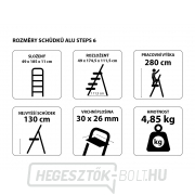 SIXTOL Összecsukható alumínium lépcsők ALU STEPS 6, 6 lépcsőfok, legmagasabb lépcsőfok 130 cm, teherbírás 120 kg Előnézet 