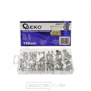 GEKO Nut szegecsek - szegecsanyák, M3 - M10, lapos fejű, alumínium, 150 db-os készlet.