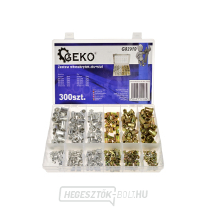 GEKO Nut szegecsek - szegecsanyák, M3 - M10, lapos fejű, acél és alumínium, 300 db-os készlet. GEKO Nut szegecsek - szegecsanyák, M3 - M10, lapos fejű, acél és alumínium, 300 db-os készlet. gallery main image