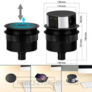 Solight 3z + USB A+C + vezeték nélküli 10 W-os kihúzható aljzatblokk, kör alakú, hosszabbító 2 m, 3 x 1,5 mm2 Előnézet 