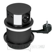 Solight 3z + USB A+C kihúzható aljzatblokk, 2m, fekete Előnézet 