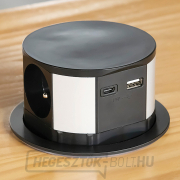 Solight 3z + USB A+C kihúzható aljzatblokk, 2m, fekete Előnézet 