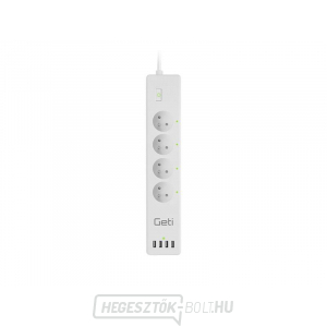 GETI Hosszabbító kábel Smart GSS04, 4 aljzat, 4x USB, Tuya