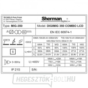 Sherman Synergic inverteres hegesztő DIGIMIG 350 COMBO LCD + MIG pisztoly + földkábel náhled