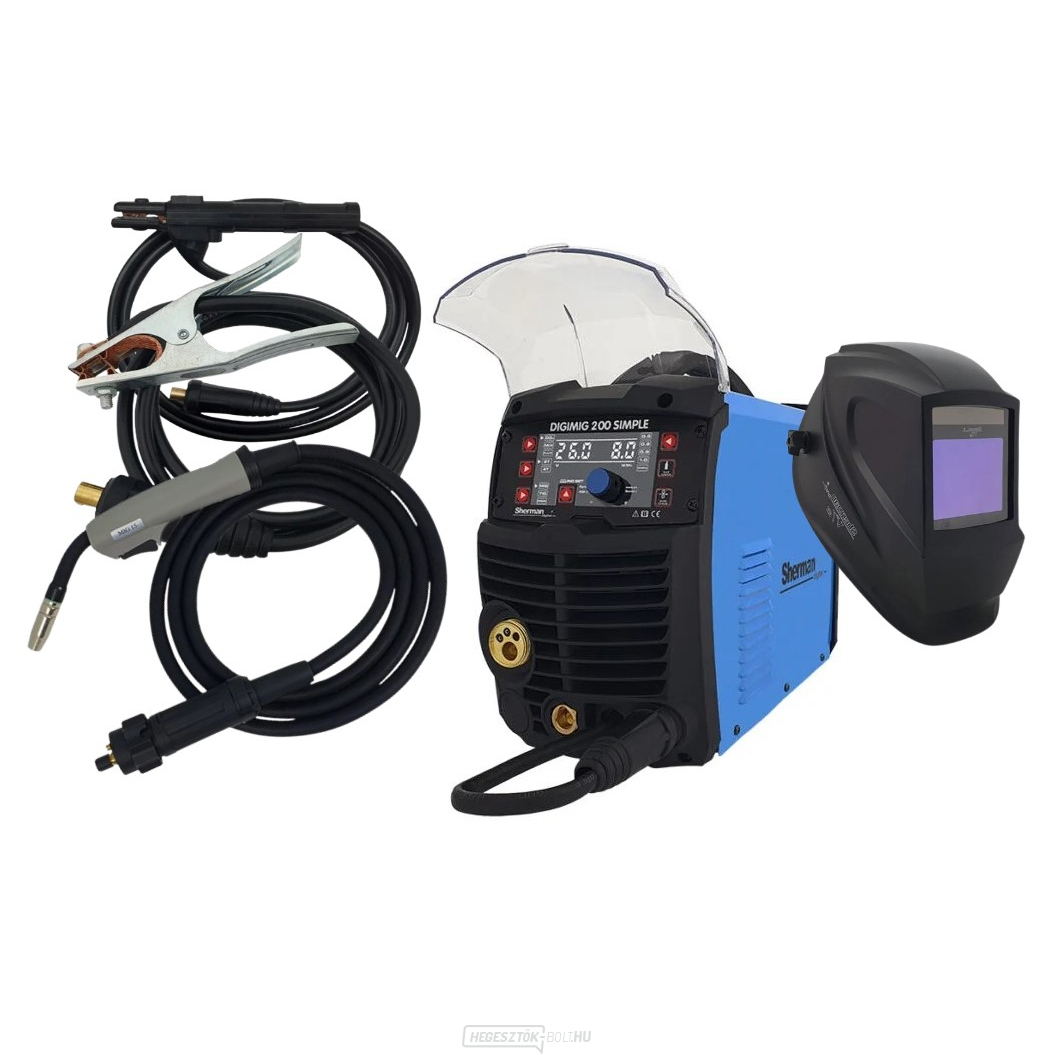 Sherman Synergic inverteres hegesztő DIGIMIG 200 SIMPLE + MIG zseblámpa + kábelek + burkolat