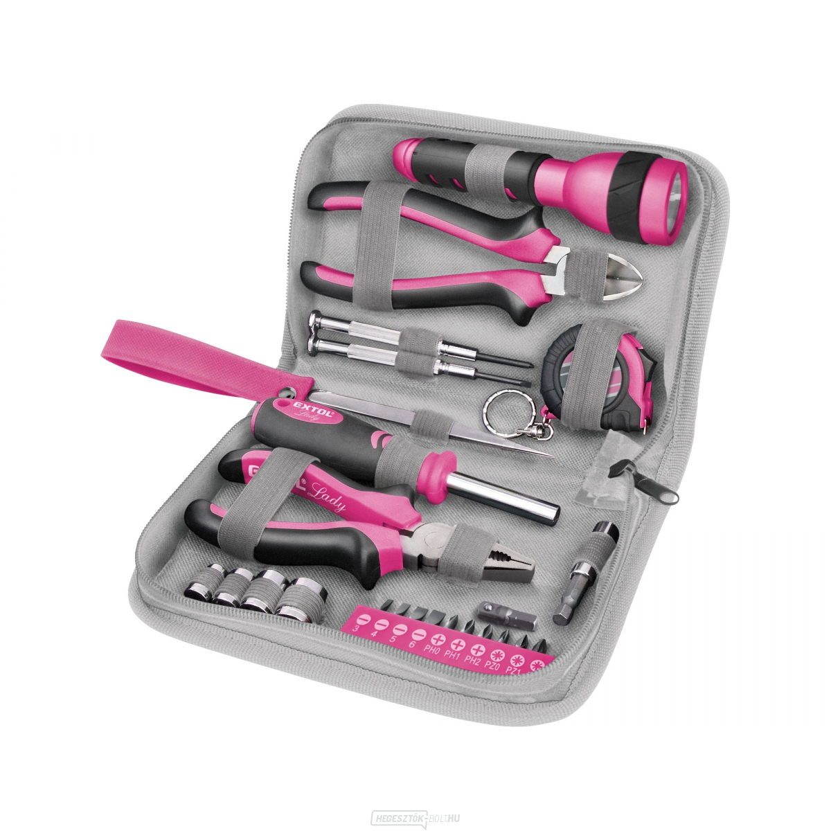 Szerszámkészlet, rózsaszín - 23db