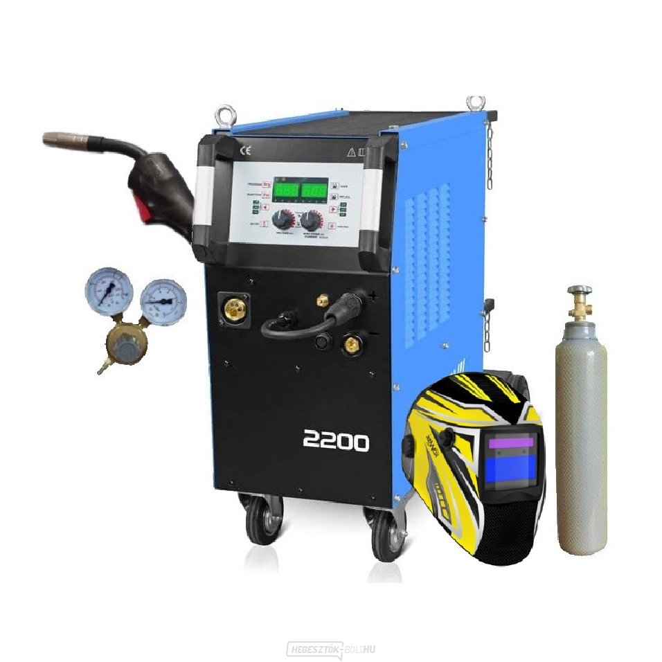 Kürtőgép KITin 2200 Multi-Mig Synergic + Pisztoly + Szelep + Sisak + Tele CO2 Palack