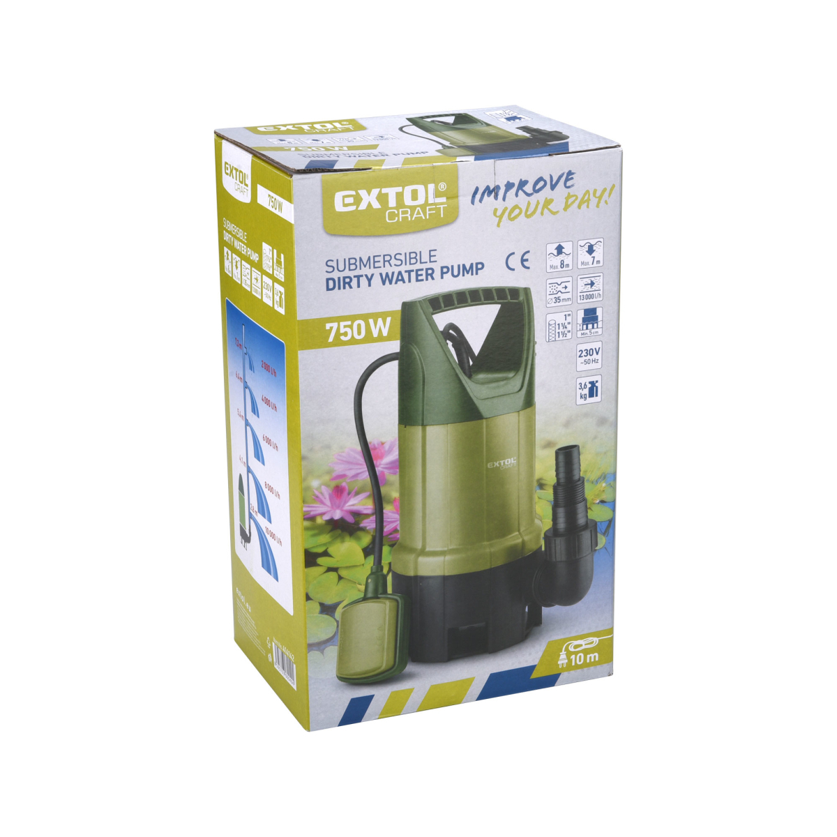 Extol Premium 800W búvárszivattyú szennyezett vízhez, 1300l/h Előnézet 