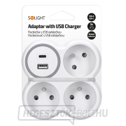 Solight csatlakozódoboz, 3x 16A, USB töltő A+C, fehér-szürke náhled