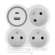 Solight csatlakozódoboz, 3x 16A, USB töltő A+C, fehér-szürke gallery main image