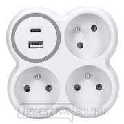 Solight csatlakozódoboz, 3x 16A, USB töltő A+C, fehér-szürke Solight csatlakozódoboz, 3x 16A, USB töltő A+C, fehér-szürke gallery main image