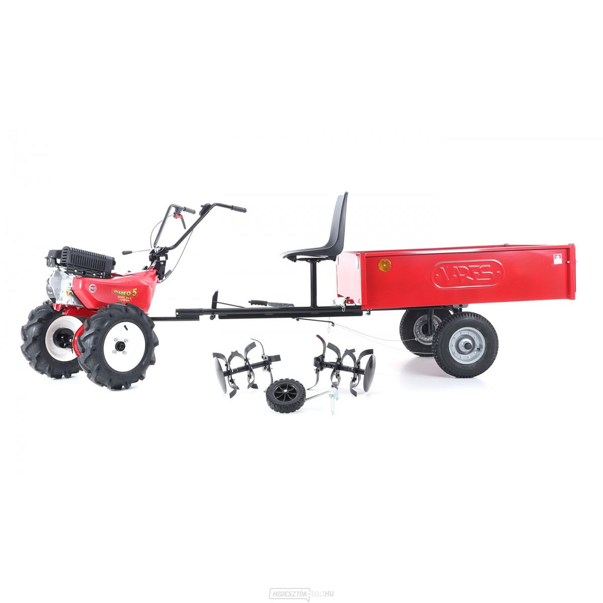 Eurosystems EURO5 EVO 2+1 LONCIN kultivátor differenciálművel 2x nyíl kerekekkel 5x10 kocsival L - SET 3