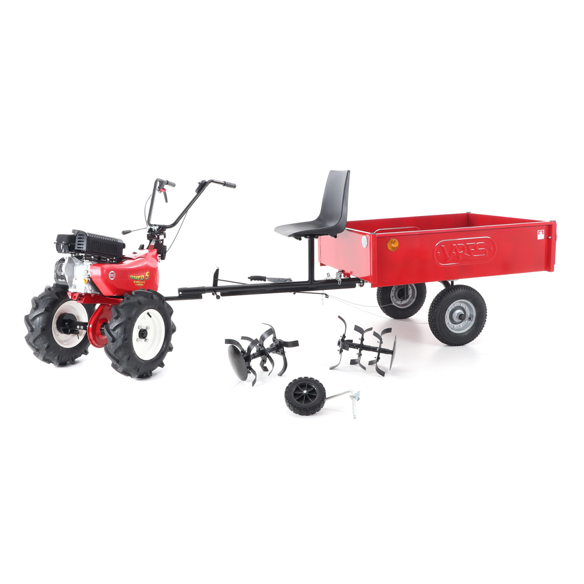 Kultivátor EUROSYSTEMS SET1 EVO 2+1 LONCIN 2x nyíl kerekek 5x10 kocsival EURO5 L Előnézet 