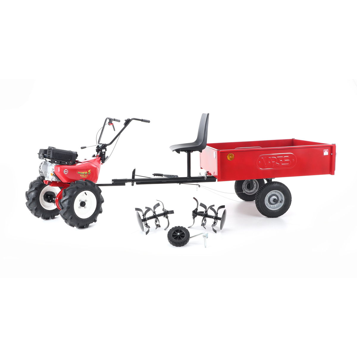 Kultivátor EUROSYSTEMS EVO 2+1 2 B&S CR 950 2x nyíl kerekek 5x10 kocsival EURO5 B - SET2 Előnézet 
