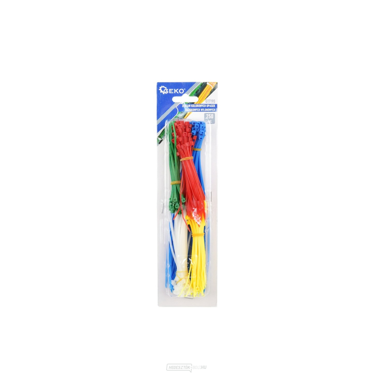 GEKO Színes nylon cipzáras megkötők - 250 db