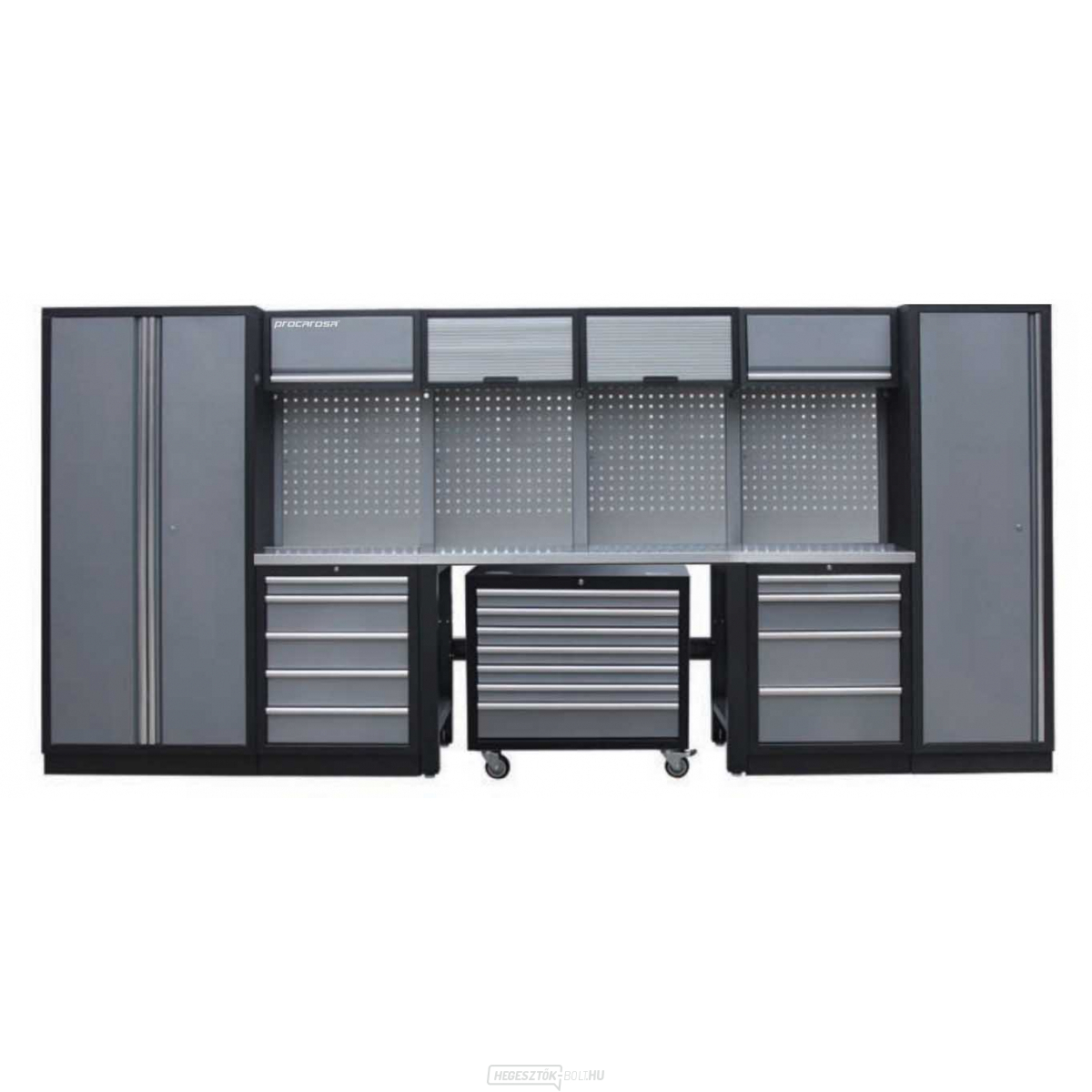 Procarosa PROFI XL-7W műhelybútor szett Munkalap:: rozsdamentes acél