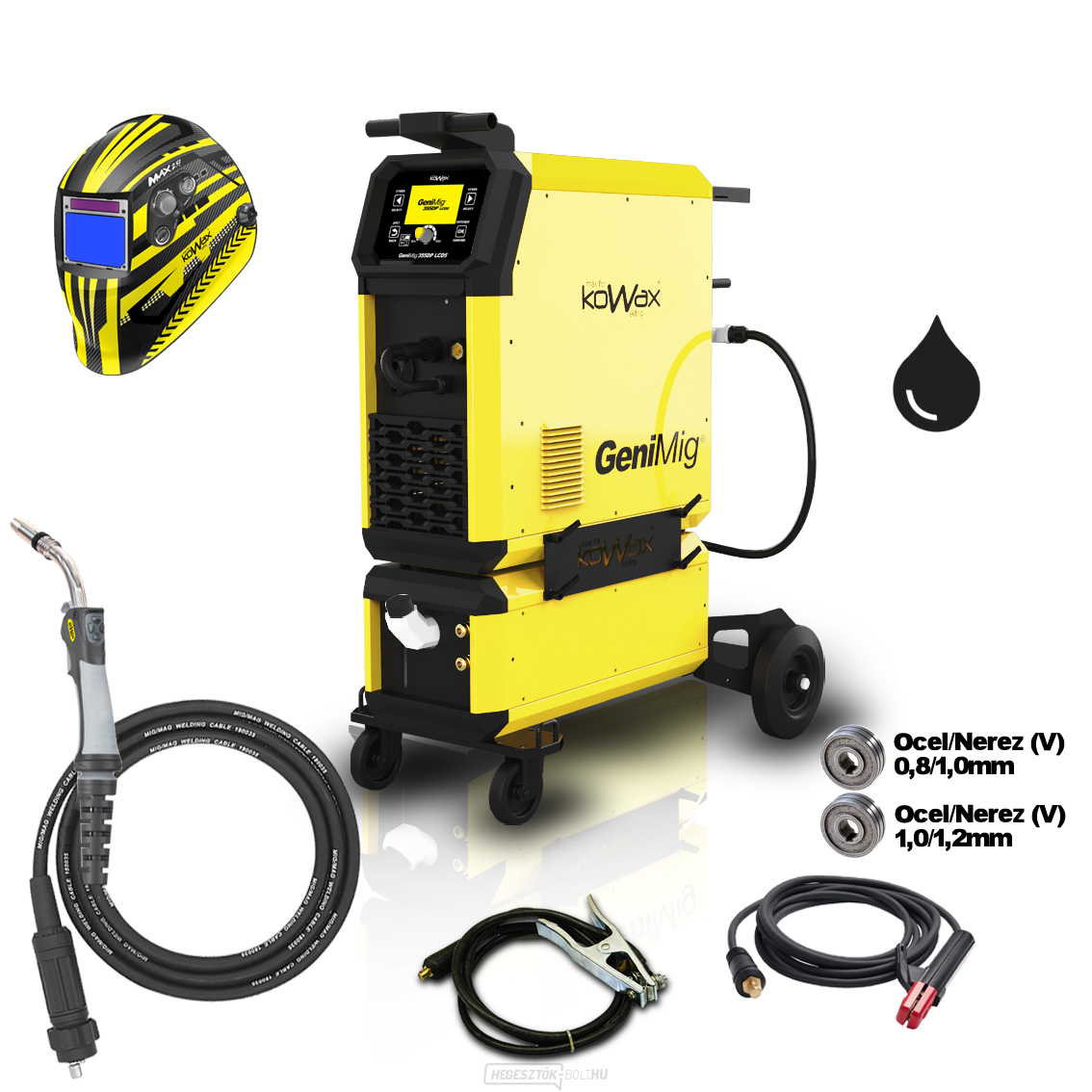 KOWAX GeniMig®355DP LCD5 + vízhűtés + motorháztető + égő