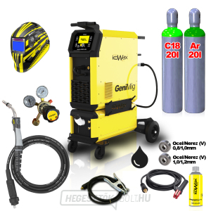KOWAX GeniMig®355DP LCD5 + Vízhűtés + Sisak + Zseblámpa + Teljes CO2 palack + Argon palack  KOWAX GeniMig®355DP LCD5 + Vízhűtés + Sisak + Zseblámpa + Teljes CO2 palack + Argon palack  gallery main image
