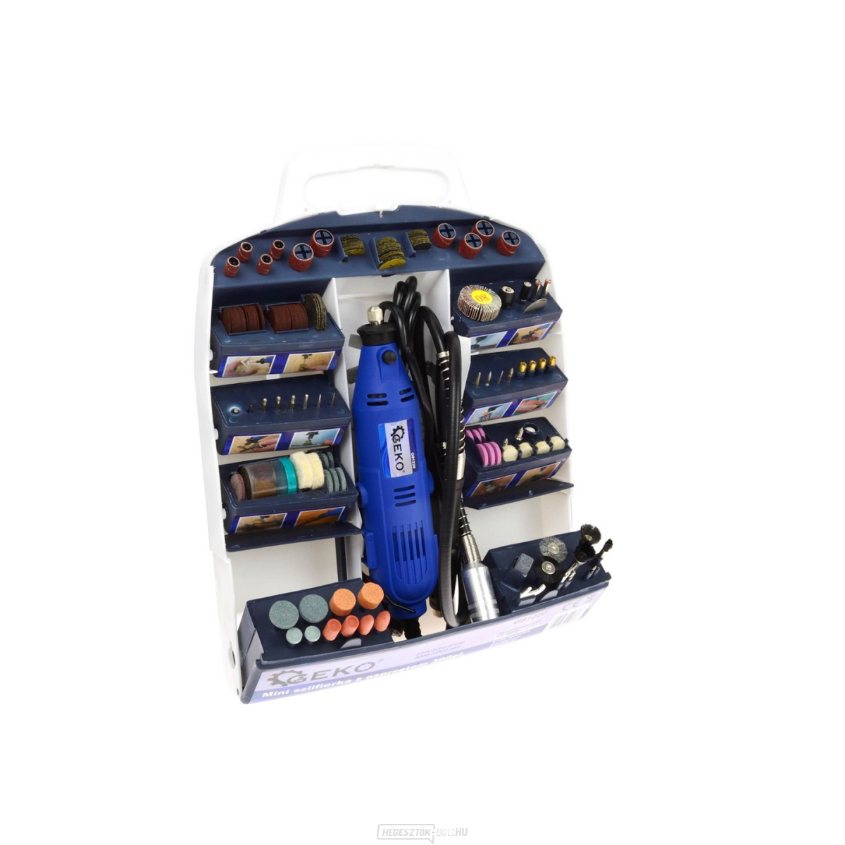 Mini egyenes köszörű flexibilis tengellyel és tartozékokkal, 300 db - GEKO G81220