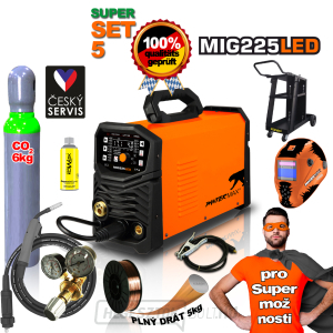 PANTERMAX MIG225LED inverter MIG/TIG/MMA hegesztő + tető + kábelek + zseblámpa + Co2 palack + piros. Szelep + alváz  gallery main image