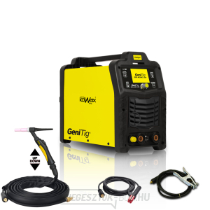 KOWAX® GeniTig® 220AC/DC, LCD PULSE, SYN, HF hegesztés. AC/DC TIG/MMA inverter, 3 m kábellel, bilincsekkel és tartókkal + TIG26-4m UP/DOWN fáklya + tartozékok.