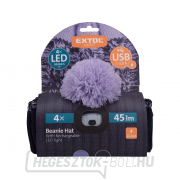 Kupak fejlámpával 4x45lm, USB töltés, sötétkék/lila pomponnal, univerzális méret Kupak fejlámpával 4x45lm, USB töltés, sötétkék/lila pomponnal, univerzális méret náhled