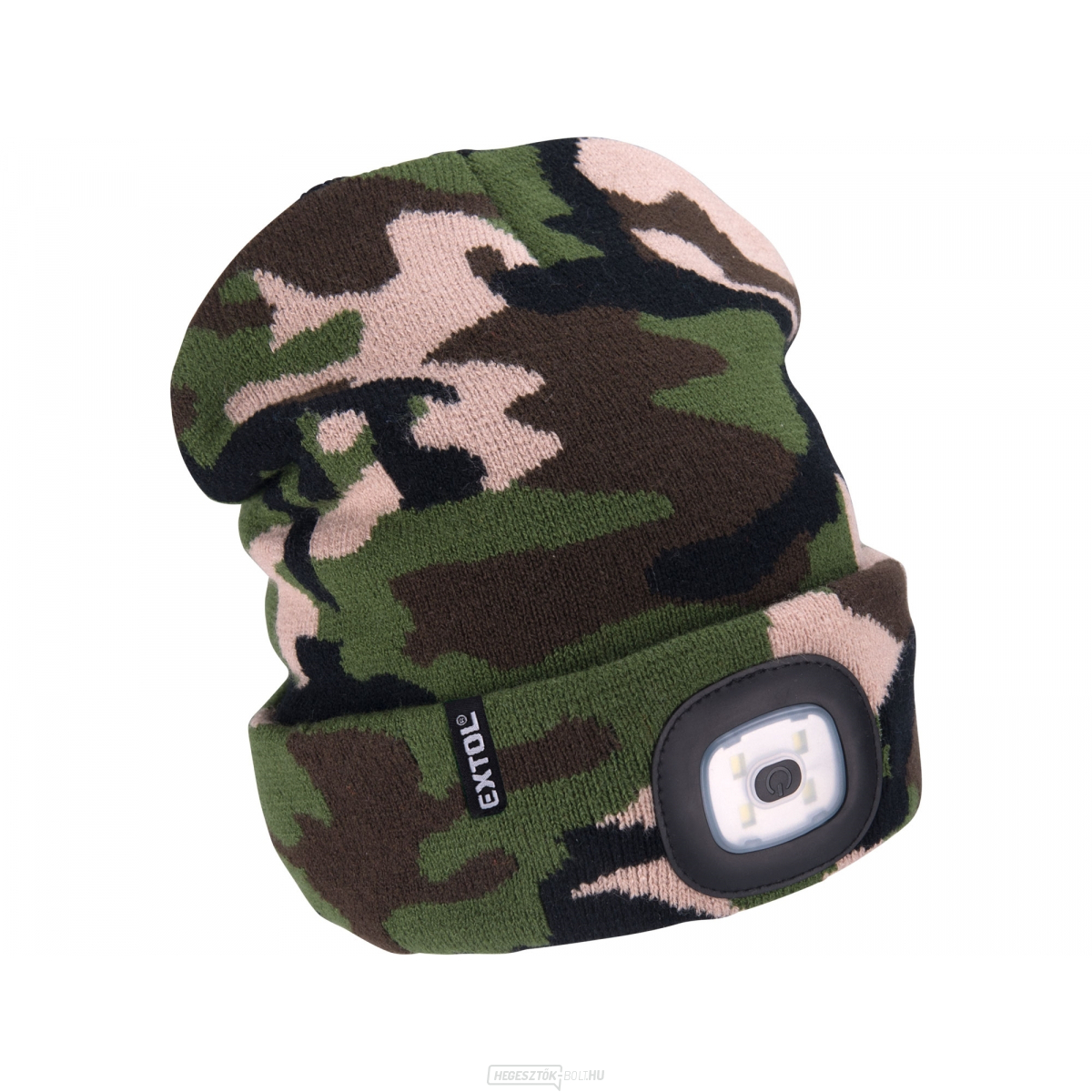 Kupak fejlámpával 4x45lm, USB töltés, terepszínű, univerzális méret