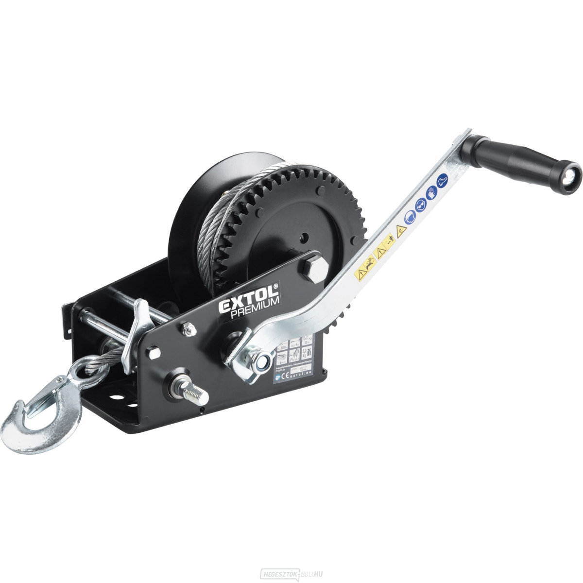 Kötélcsörlő fogantyúval, 1350kg/10m kötélig