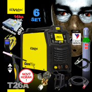 KOWAX GeniTig® 220AC/DC LCD + T26A hegesztőpisztoly 4m + kábel. 3m + tömlő + kupak + szelep + teli AR palack + alváz Előnézet 