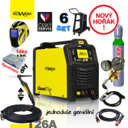 KOWAX GeniTig® 220AC/DC LCD + T26A hegesztőpisztoly 4m + kábel. 3m + tömlő + kupak + szelep + teli AR palack + alváz Előnézet 