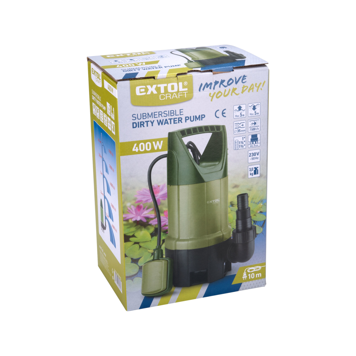 Extol Premium 400W búvárszivattyú szennyezett vízhez, 7500l/h Előnézet 