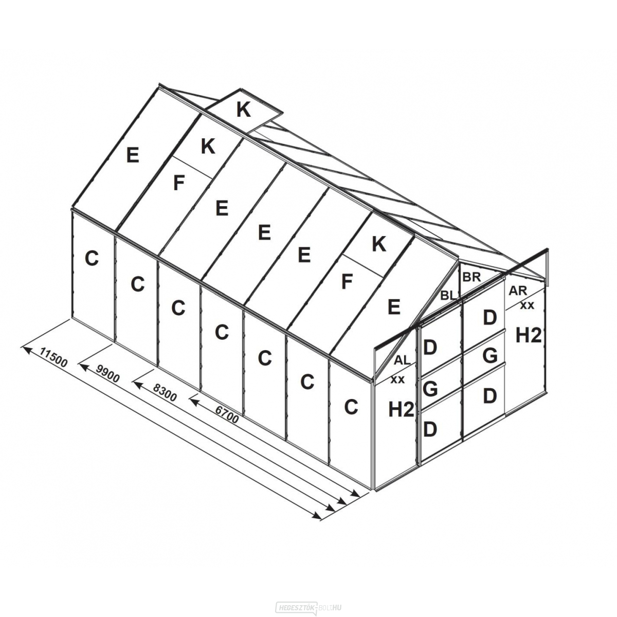 Csere üvegezés üvegházhoz VITAVIA URANUS 8300 PC 4 mm LG2539