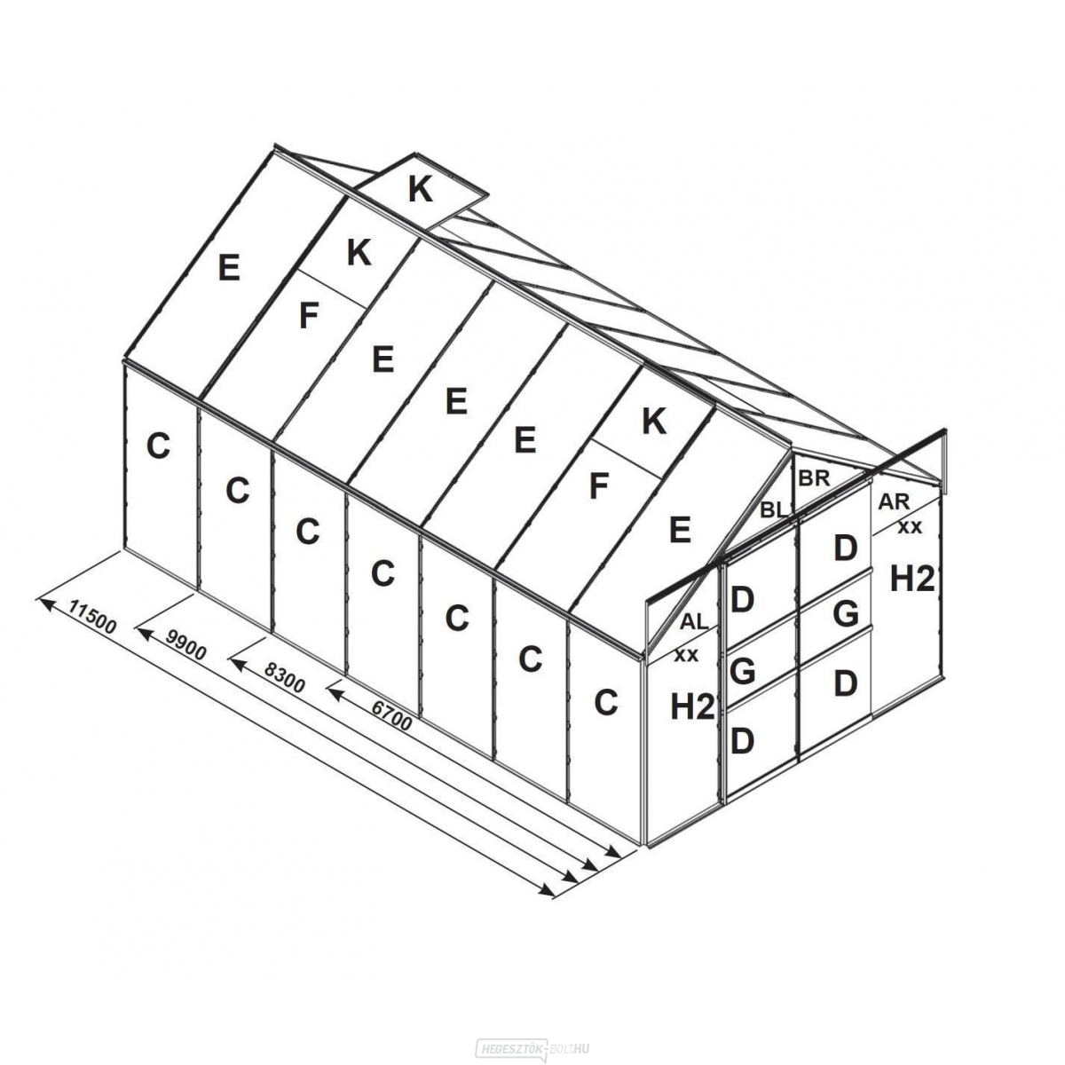 Csere üvegezés üvegházhoz VITAVIA URANUS 11500 PC 6 mm LG2544