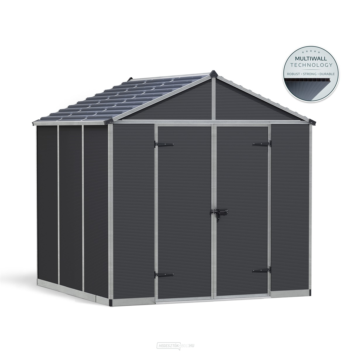 Palram Rubicon 8 x 8 antracit nehéz teherbírású tágas kerti ház