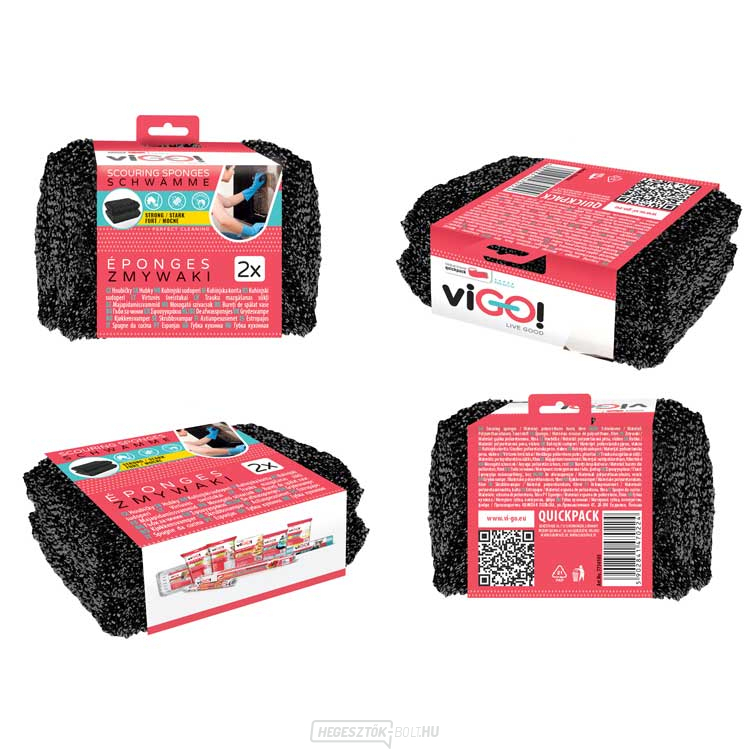 viGO! Tányérszivacs fekete 11x7,5x3cm - 2 db