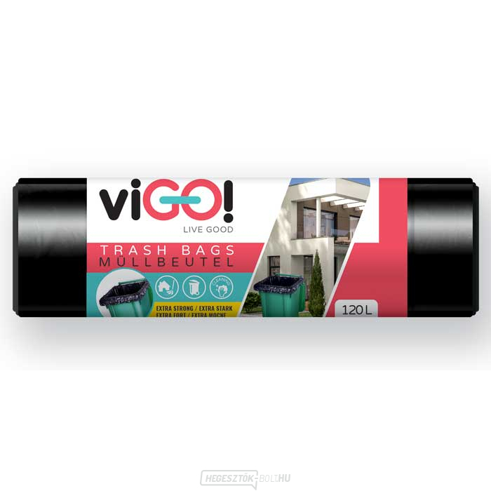 viGO! Szemeteszsákok LDPE vastag 120l/10 db 70x105cm - fekete